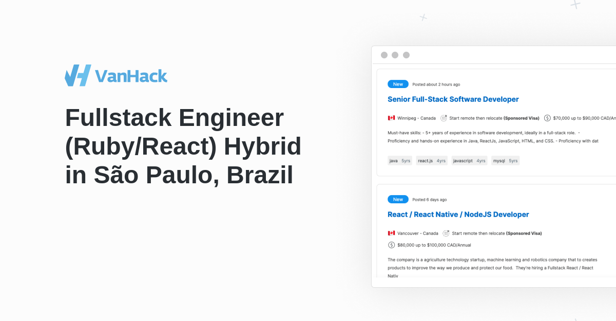 Fullstack Engineer Ruby React Hybrid In S O Paulo Brazil Vanhack - Premium Ocean Picture Gallery - HD